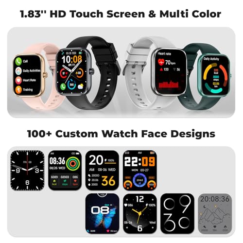 Smart Watch for Men Women, 1.83" HD Touchscreen Fitness Watch with Bluetooth Call&Message Notifications, 110+Sport Modes, 24/7 Heart Rate/Sleep Monitor, IP68 Waterproof Fitness Tracker for Android iOS - Image 9