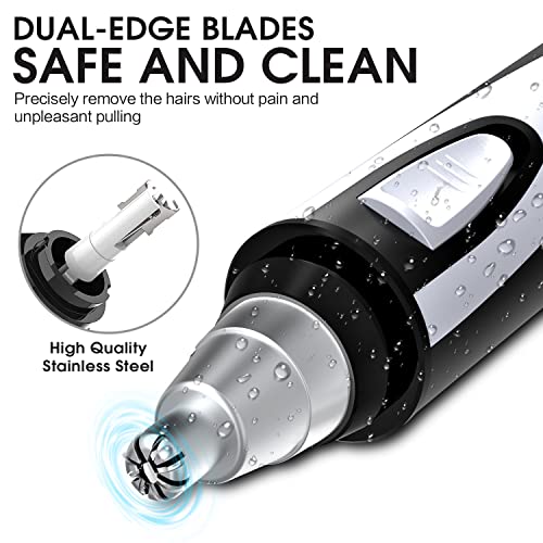 Ear and Nose Hair Trimmer Clipper - 2025 Professional Painless Eyebrow & Facial Hair Trimmer for Men Women, Battery-Operated Trimmer with IPX7 Waterproof, Dual Edge Blades for Easy Cleansing Black - Image 4