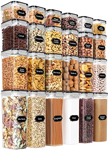 PRAKI Airtight Food Storage Containers Set with Lids - 24 PCS, BPA Free Kitchen and Pantry Organization, Plastic Leak-proof Canisters for Cereal Flour & Sugar - Labels & Marker - Image 2