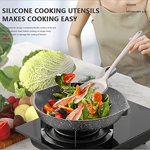 Silicone Cooking Utensils Set - 446°F Heat Resistant Kitchen Utensils,Turner Tongs,Spatula,Spoon,Brush,Whisk,Kitchen Utensil Gadgets Tools Set for Nonstick Cookware,Dishwasher Safe (BPA Free) - Image 8