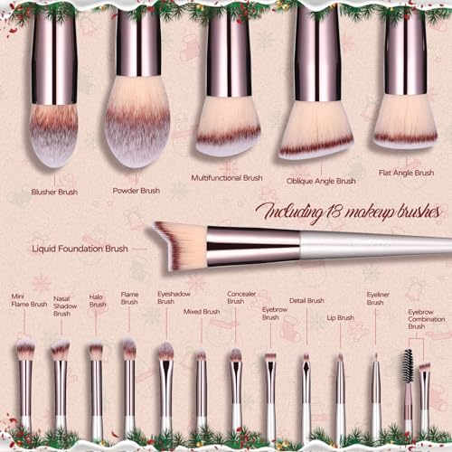 BS-MALL Makeup Brush Set 18 Pcs Premium Synthetic Foundation Powder Concealers Eye shadows Blush Makeup Brushes with black case - Image 3