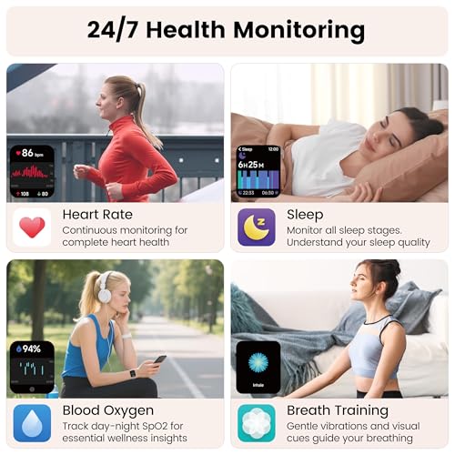 Smart Watch with Alexa Built-in, 1.83" HD Touchscreen Fitness Tracker with Bluetooth Calling, Fitness Watch with Heart Rate/Sleep Monitor/120+ Sports, IP68 Waterproof Smartwatch for Android iOS, Pink - Image 5