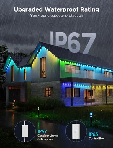 Govee Permanent Outdoor Lights Pro, 200ft with 120 RGBIC LED Lights for Daily and Accent Lighting, 75 Scene Modes for Outdoor Decor, IP67 Waterproof, Works with Alexa, Google Assistant, Matter, White - Image 7