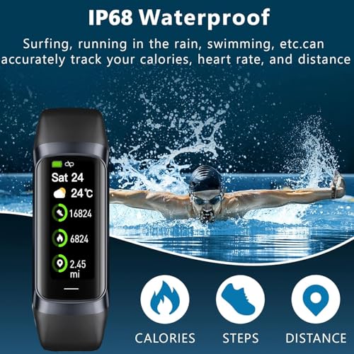 Fitness Tracker with 24/7 Heart Rate Blood Oxygen Sleep Monitor,Activity Tracker with 1.1" AMOLED Touch Color Screen, Multiple Sport Modes Step Counter,IP68 Waterproof for Women Men (Dark Black) - Image 4
