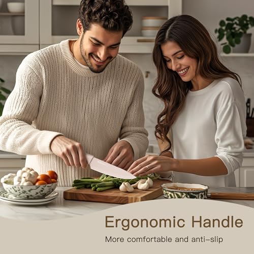 Astercook Knife Set, 13 Pieces Kitchen Knives Set with Healthy Anti-Rust Coating, Dishwasher Safe, Stainless Steel Chef Knife Sets with 6 Blade Guards, Perfect Holiday Gifts for Kitchen - Image 3