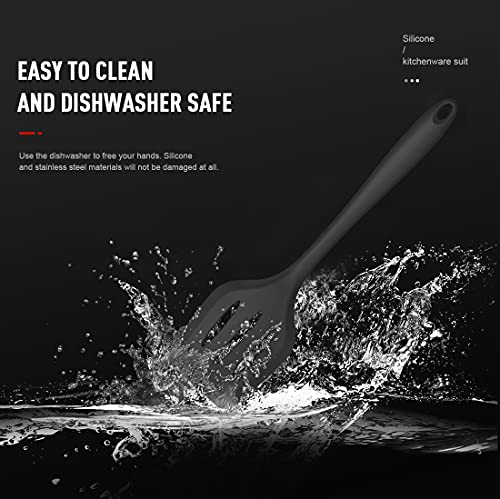 Silicone Cooking Utensils Set - 446°F Heat Resistant Kitchen Utensils,Turner Tongs,Spatula,Spoon,Brush,Whisk,Kitchen Utensil Gadgets Tools Set for Nonstick Cookware,Dishwasher Safe (BPA Free) - Image 5