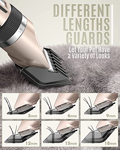 oneisall Dog Clipper Low Noise, Dog Grooming Kit with Rechargeable, Pet Shaver Cordless Electric Quiet Hair Clipper Set for Dogs Cats Pets(Gold) - Image 6