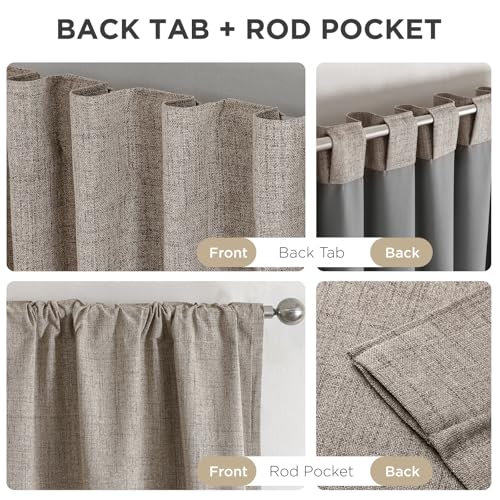 Joydeco Blackout Curtains for Bedroom - Nature Linen 84 Inch Long 100% Light Blocking 2 Panels Set, Rod Pocket & Back Tabs Living Room Drapes, Thermal Insulated Room Darkening Window Curtains - Image 7