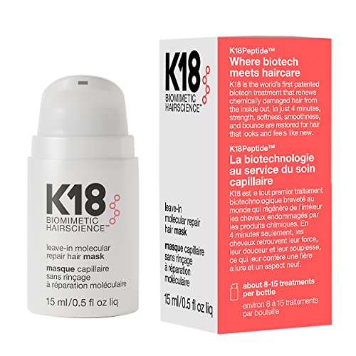 K18 Mini Leave-In Molecular Hair Mask, Repairs Dry or Damaged Hair, Reverse Hair Damage from Bleach, Color, Chemical Services & Heat - Image 2
