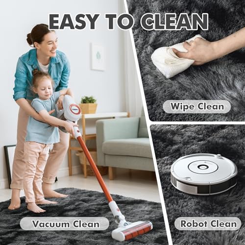 6x9 Ft Large Shag Rugs for Living Room Decor, Tie-Dyed Ultra Soft Fluffy Furry Area Rugs for Bedroom Indoor Floor, Aesthetic Carpet for Kids Home (Dark Grey) - Image 8