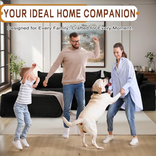 Korser 108" Sectional Couches for Living Room, Modular Sectional Sofa with L-Shape Chaise, Cloud Couch, Comfy Corduroy Fluffy Couch with Deep Seat and Side Pockets, No Assembly Required - Image 6