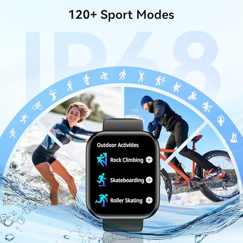 Smart Watch for Men Women, 1.85" HD Fitness Tracker with Bluetooth Calls, 120+ Sport Modes Fitness Watch, Fitness Tracker 24/7 Heart Rate/Sleep Monitor, IP68 Waterproof, Smartwatch for Android/iPhone - Image 4