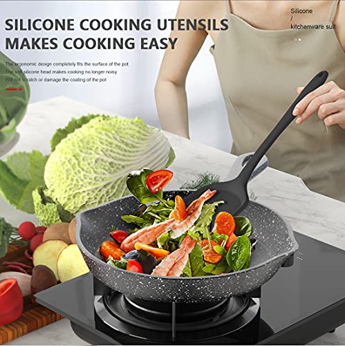 Silicone Cooking Utensils Set - 446°F Heat Resistant Kitchen Utensils,Turner Tongs,Spatula,Spoon,Brush,Whisk,Kitchen Utensil Gadgets Tools Set for Nonstick Cookware,Dishwasher Safe (BPA Free) - Image 8