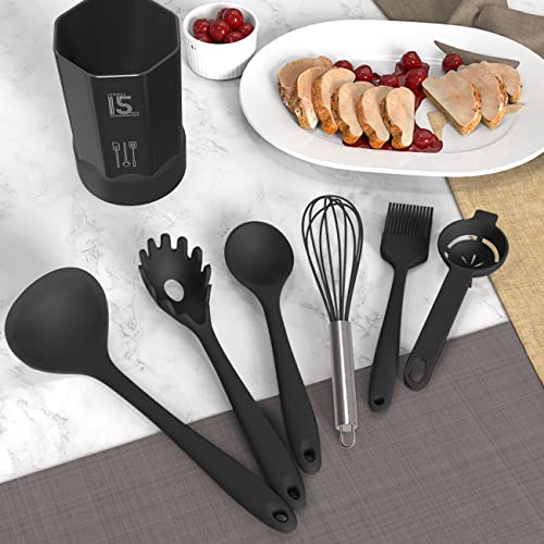 Silicone Cooking Utensils Set - 446°F Heat Resistant Kitchen Utensils,Turner Tongs,Spatula,Spoon,Brush,Whisk,Kitchen Utensil Gadgets Tools Set for Nonstick Cookware,Dishwasher Safe (BPA Free) - Image 9