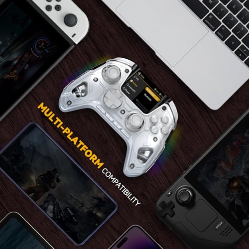 ManbaOne Interactive Screen Wireless Gaming Controller for PC/Switch/Switch 2/iOS/Android,Hall Effect Stick & Trigger,RGB Lighting,Remappable Buttons,1800mAh with Charging Dock (White) - Image 6