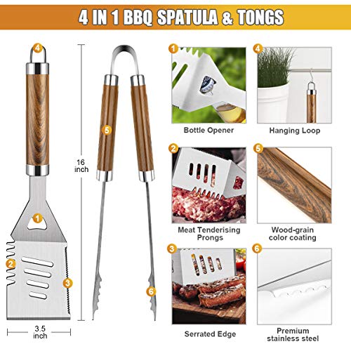 Cifaisi BBQ Grill Accessories Set, 38Pcs Stainless Steel Grill Tools Grilling Accessories with Aluminum Case, Thermometer, Grill Mats for Camping/Backyard Barbecue, Grill Set for Men Women - Image 4