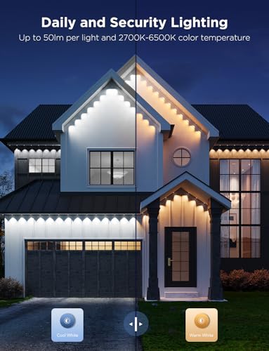 Govee Permanent Outdoor Lights Pro, 200ft with 120 RGBIC LED Lights for Daily and Accent Lighting, 75 Scene Modes for Outdoor Decor, IP67 Waterproof, Works with Alexa, Google Assistant, Matter, White - Image 5