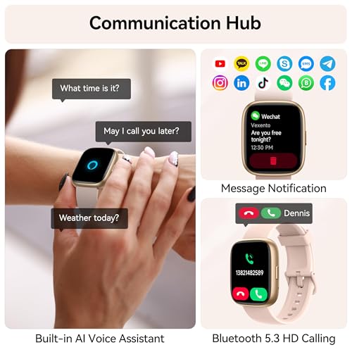 Smart Watch with Alexa Built-in, 1.83" HD Touchscreen Fitness Tracker with Bluetooth Calling, Fitness Watch with Heart Rate/Sleep Monitor/120+ Sports, IP68 Waterproof Smartwatch for Android iOS, Pink - Image 4