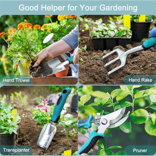 Kynup Garden Tools 7-Piece, Gardening Hand Tools, Gardening Tools Set Cultivators with Rust-Proof,Stainless Steel, Aluminum Alloy Material, Gardening Supplies Set Ideal Gift - Image 5