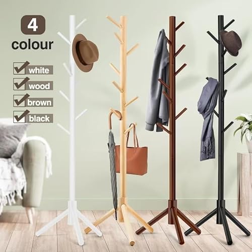 WANGMUXIA Coat Rack, Freestanding Coat Rack with 8 Hooks and 3 Adjustable Size Tree Coat Racks for Bedroom, Hallway, Entrance, Office, for Hats, Coats, Scarves, Handbags - Image 8