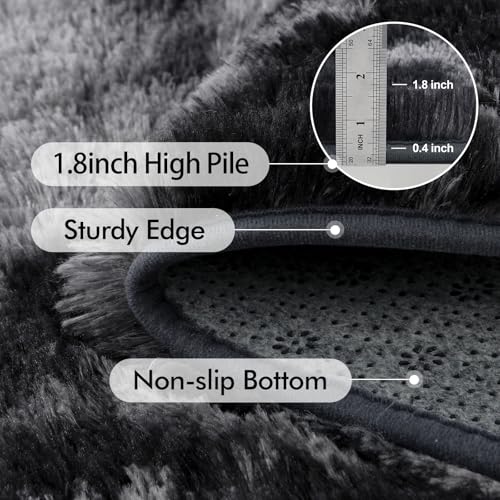 6x9 Ft Large Shag Rugs for Living Room Decor, Tie-Dyed Ultra Soft Fluffy Furry Area Rugs for Bedroom Indoor Floor, Aesthetic Carpet for Kids Home (Dark Grey) - Image 6