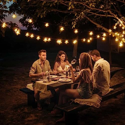 Star String Lights Plug in - 33 ft 100 LED Star Fairy String Lights with Remote and Timer, Waterproof for Bedroom Porch Wedding Party Patio Garden Tent Indoor Outdoor Décor, Warm White - Image 10