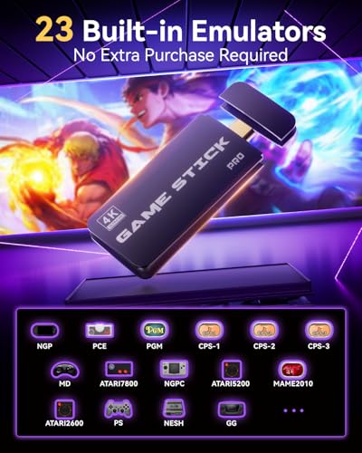 2025 Retro Gaming Console Pro 4K HDMI with 20,000+ Built-in Classic Video Games, Retro Game Stick with 23 Emulators Plug & Play TV Video Gaming Stick with 64GB Memory - Image 4