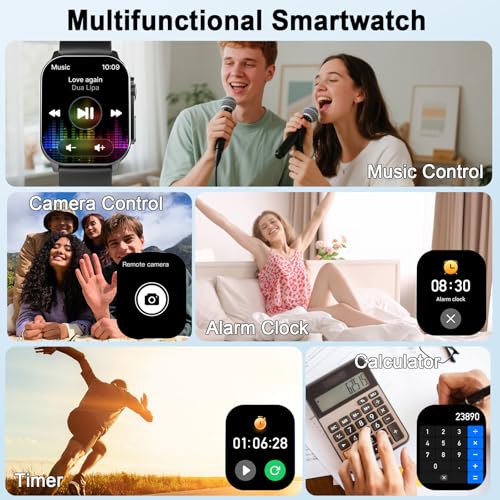 Smart Watch for Men Women, 2.01" AMOLED Curved Display Smart Watch, Bluetooth Call, 100+ Sport Modes, Fitness Tracker with 24/7 Heart Rate/Sleep Monitor, IP68 Waterproof Smartwatch for Android iOS - Image 7