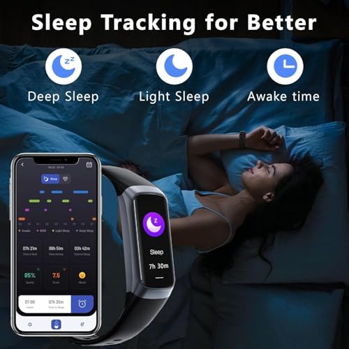 Fitness Tracker with 24/7 Heart Rate Blood Oxygen Sleep Monitor,Activity Tracker with 1.1" AMOLED Touch Color Screen, Multiple Sport Modes Step Counter,IP68 Waterproof for Women Men (Dark Black) - Image 5