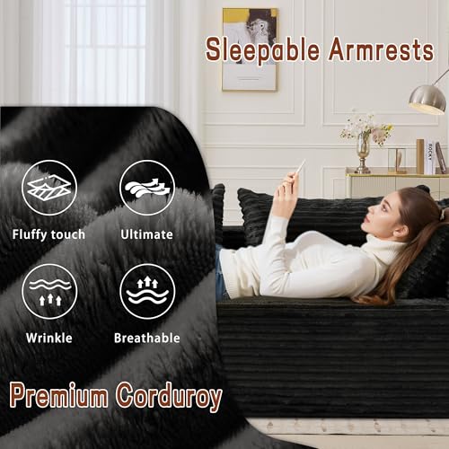 Korser 108" Sectional Couches for Living Room, Modular Sectional Sofa with L-Shape Chaise, Cloud Couch, Comfy Corduroy Fluffy Couch with Deep Seat and Side Pockets, No Assembly Required - Image 8