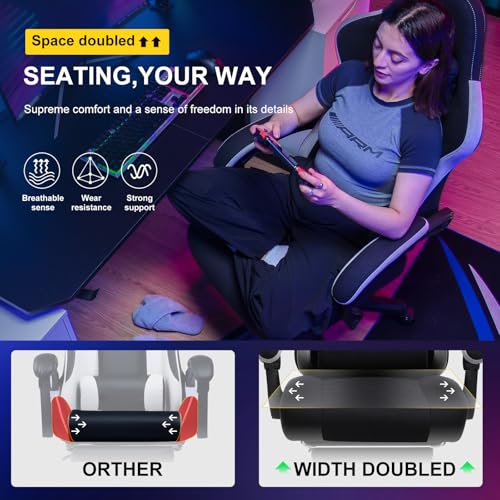 GTPLAYER Gaming Chair, Computer Office Chair with Pocket Spring Cushion, Linkage Armrests and Footrest, High Back Ergonomic Computer Chair with Lumbar Support Task Chair with Footrest(Black) - Image 4