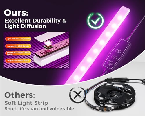 AODK L Shaped Desk Gaming Desk with LED Light & Power Outlet, 53 Inch Reversible L Shaped Computer Table with Shelf & Storage Bag & Hook for Home Office, Black - Image 5