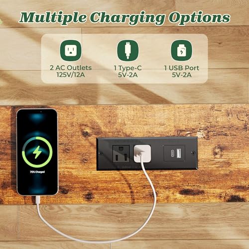 SUPERJARE 78.8 inch Narrow Console Table with Outlet, Sofa Table Set of 2, Behind Couch Table, Long Entryway Tables with Charging Station, for Living Room, Rustic Brown - Image 5