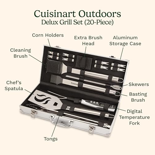 Cuisinart Deluxe Grill Tool Set, 20-Piece Grill Set, BBQ Accessories with Aluminum Case, Stainless Steel Grilling Accessories, BBQ tools, Grilling Gifts for Men, Father’s Day Gifts for Dad Husband - Image 4