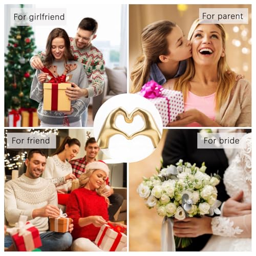 Small Heart Hands Sculpture Decor for Living Room Bedroom Bookshelf Coffe Table and Office Display, Love Finger Statue Modern Aesthetic Home Decor, Unique Gift for Wedding Christmas Birthday (Gold) - Image 8