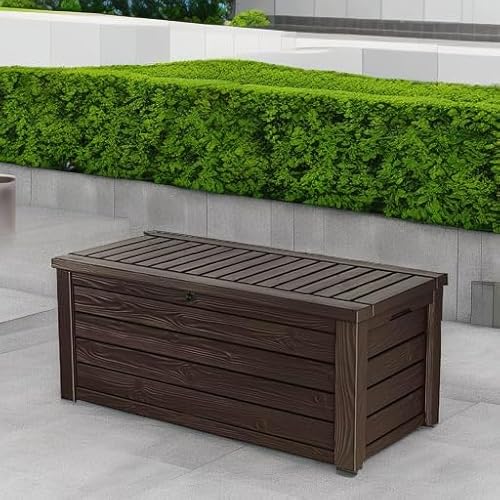 Keter Westwood 150 Gallon Deck Box Organizer, Doubles as 2-Person Bench Seat, Brown – Large Resin Outdoor Storage and Seating with Lockable Lid for Garden, Pool, and Patio - Image 2