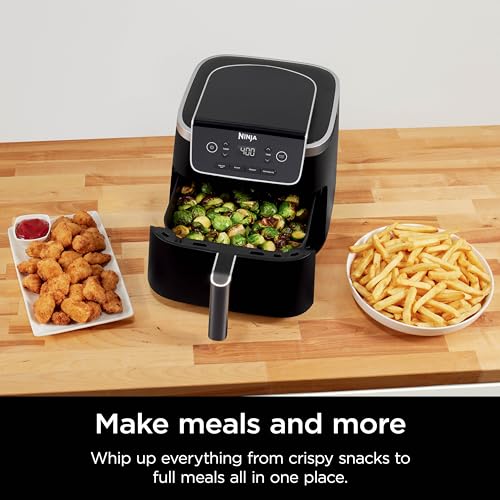 Ninja | Air Fryer | 4-in-1 Pro Air Fry, Roast, Reheat, Dehydrate | 5QT Capacity fits up to 4lbs of French Fries | 400F Max Temp | Nonstick Basket & Crisper Plate | 120V | Grey | AF141 - Image 6