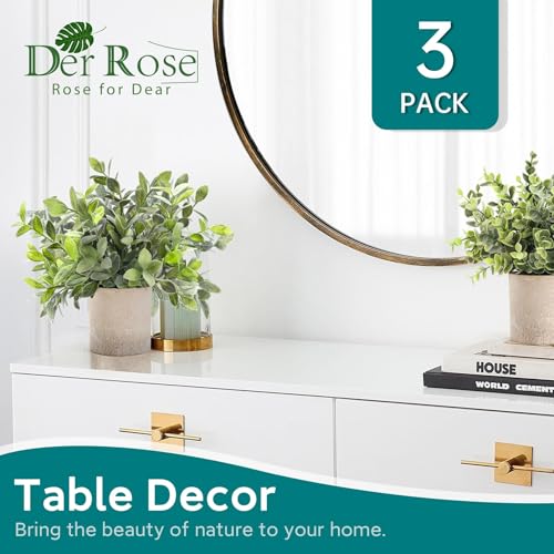 Der Rose 3 Pack Mini Potted Fake Plants Artificial Plastic Eucalyptus Plants Topiaries for Home Office Desk Farmhouse Room Bathroom Decor - Image 6