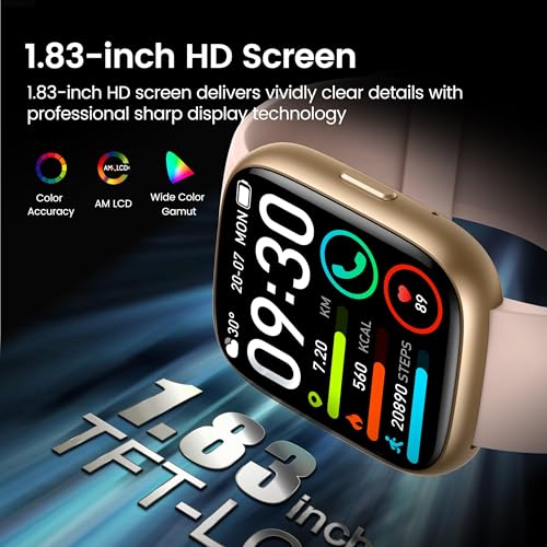 Smart Watch with Alexa Built-in, 1.83" HD Touchscreen Fitness Tracker with Bluetooth Calling, Fitness Watch with Heart Rate/Sleep Monitor/120+ Sports, IP68 Waterproof Smartwatch for Android iOS, Pink - Image 3
