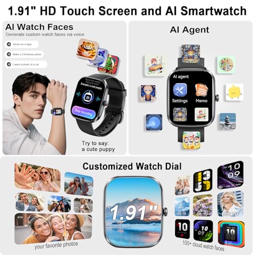 uaue AI Smart Watch with ChatGPT, 1.91" Bluetooth Calling Smartwatch for Men Women, 110+ Fitness Modes Activity Tracker, Sleep/Heart Rate/Calorie Monitor, IP68 Waterproof Step Counter for Android iOS - Image 5