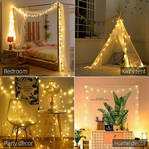 Star String Lights Plug in - 33 ft 100 LED Star Fairy String Lights with Remote and Timer, Waterproof for Bedroom Porch Wedding Party Patio Garden Tent Indoor Outdoor Décor, Warm White - Image 6