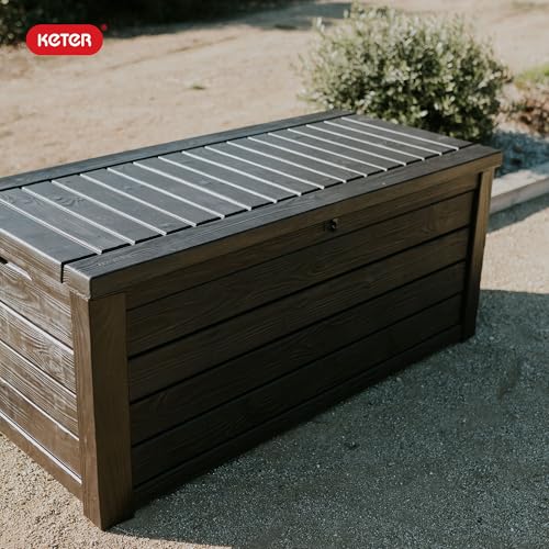Keter Westwood 150 Gallon Deck Box Organizer, Doubles as 2-Person Bench Seat, Brown – Large Resin Outdoor Storage and Seating with Lockable Lid for Garden, Pool, and Patio - Image 7