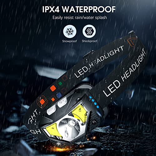 LHKNL Headlamp Flashlight, Lumen Ultra-Light Bright LED Rechargeable Headlight with White Red Light, 2-Pack Waterproof Motion Sensor Head Lamp,8 Modes for Outdoor Camping Running Hiking Fishing - Image 7