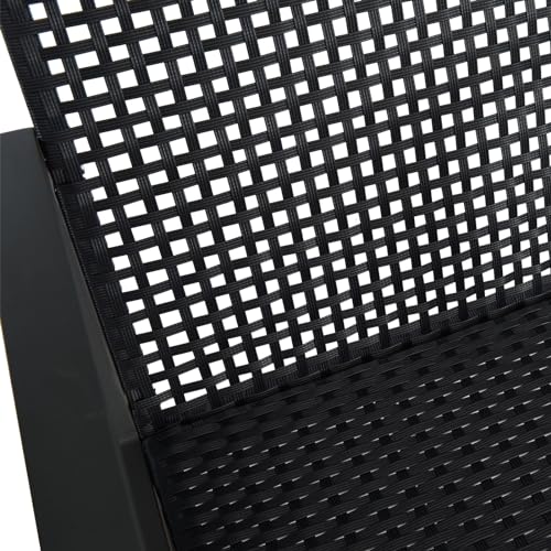 HLNPTN 3 Piece Rocking Bistro Patio Set, Outdoor Rocking Chair, Outdoor Bistro Sets Wicker Patio Furniture Rocking Chairs Sectional Couch with Tempered Glass Top Coffee Table & Cushions, Dark Blue - Image 8