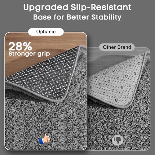 Ophanie Area Rugs for Living Room Bedroom, Upgrade Non-Slip Fluffy Soft Grey Shag Carpet, Indoor Floor Gray 4x6 Fuzzy Shaggy Living Room Plush Rug for Kids Home Dorm Decor Aesthetic - Image 5