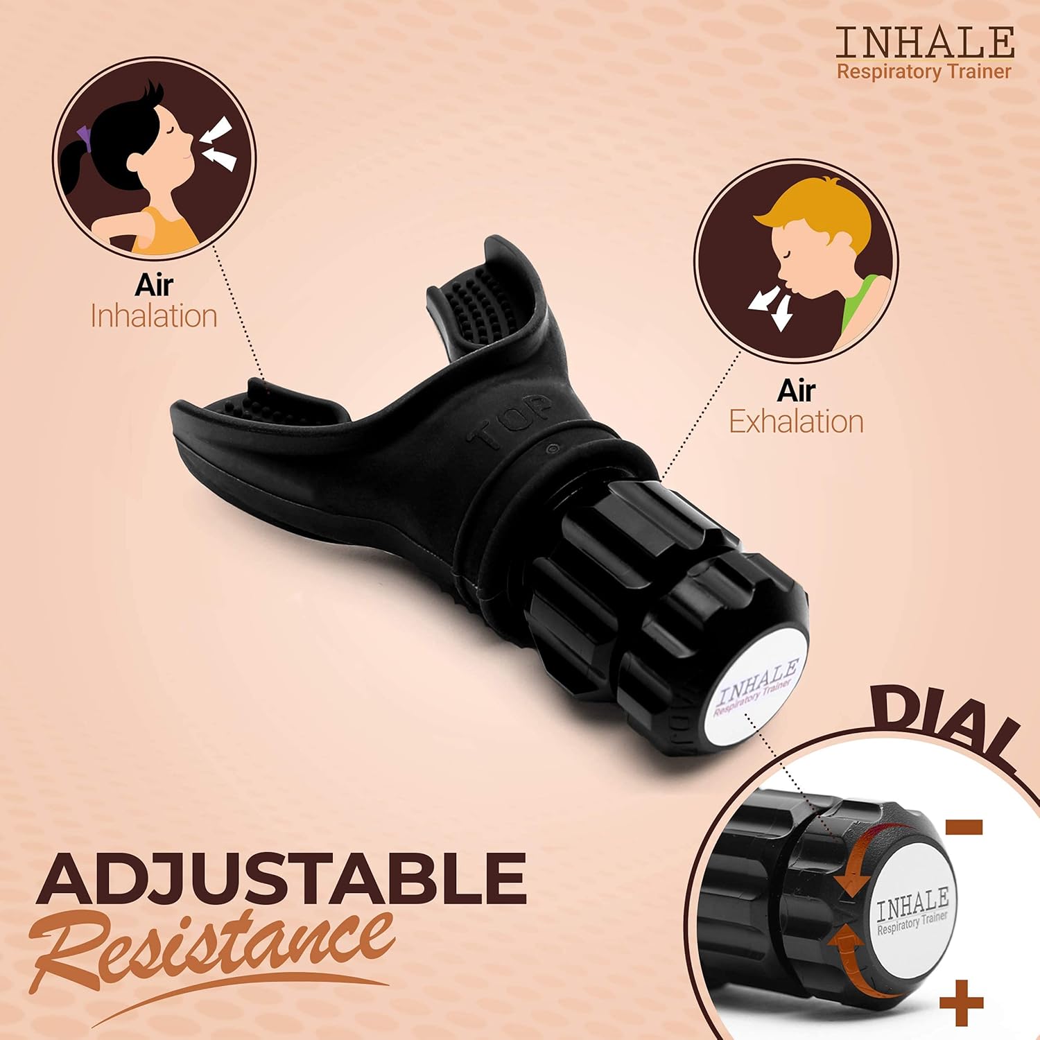 Inhale Respiratory Trainer | Compact Lung Exercise Device with High Grade Silicone | Carrying Case Included | Breath Trainer with Adjustable Resistance | Portable & Easy to Clean - Image 3