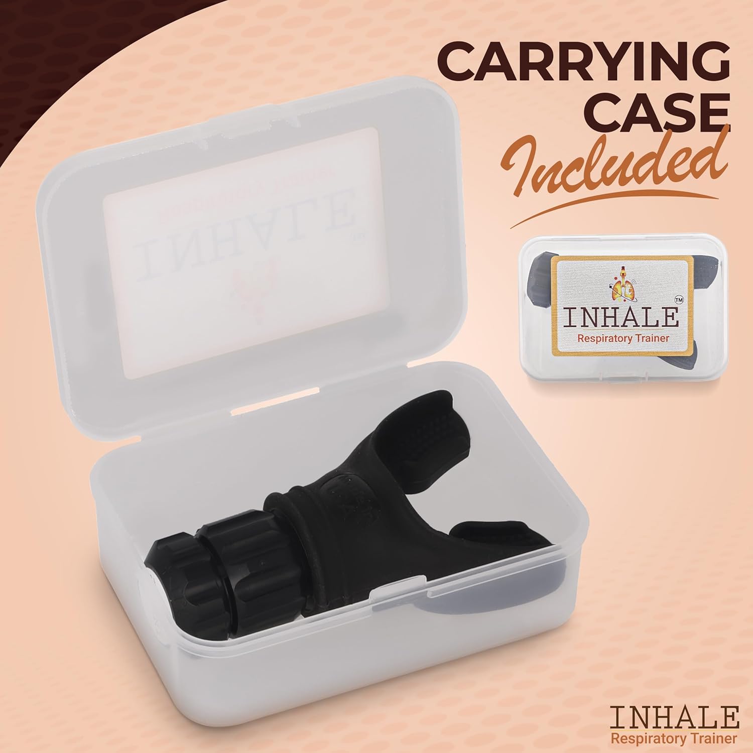 Inhale Respiratory Trainer | Compact Lung Exercise Device with High Grade Silicone | Carrying Case Included | Breath Trainer with Adjustable Resistance | Portable & Easy to Clean - Image 4
