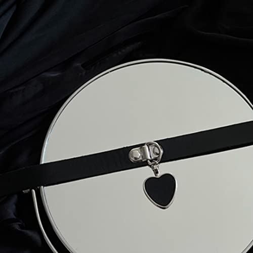 Tsangbaby Heart Pendant Choker with Leash Sexy Punk Collar Choker with Chains Gothic Black Leather Necklace for Cosplay Costume Party - Image 4