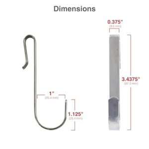 InterMETRO Metro LHK23C Snap-On Metal Hooks for Wire Shelving – 5 lbs Capacity Chrome J-Hooks for Hanging Kitchen Tools, Utensils and More – Pack of 4