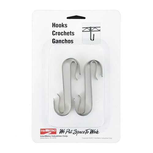InterMETRO Metro LHK23C Snap-On Metal Hooks for Wire Shelving - 5 lbs Capacity Chrome J-Hooks for Hanging Kitchen Tools, Utensils and More - Pack of 4 - Image 2